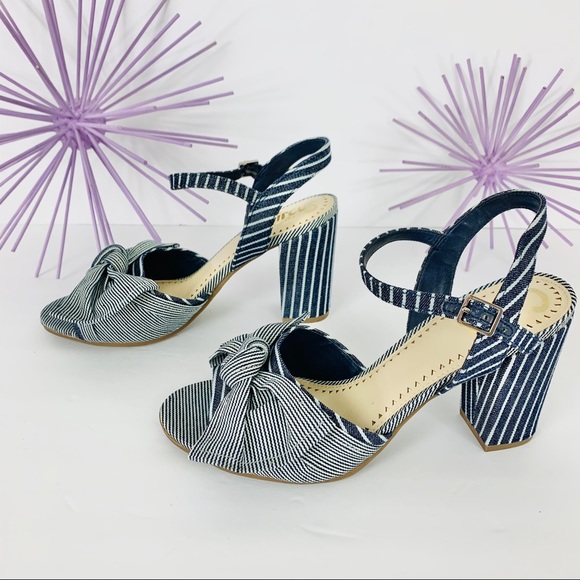 Circus Sam Edelman EVA / Bow Blue White Chunk Heel - Picture 6 of 9